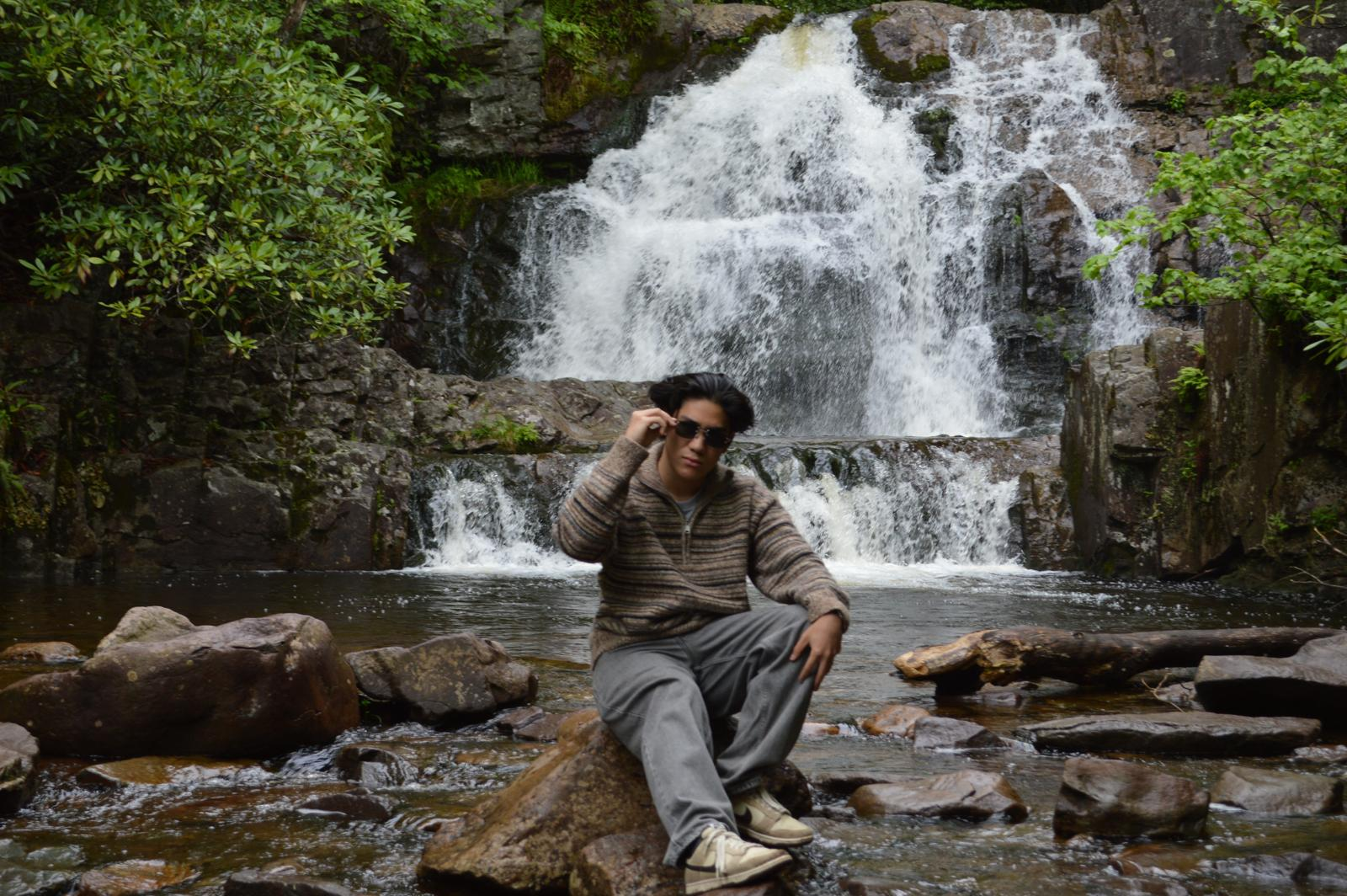 Waterfall portrait