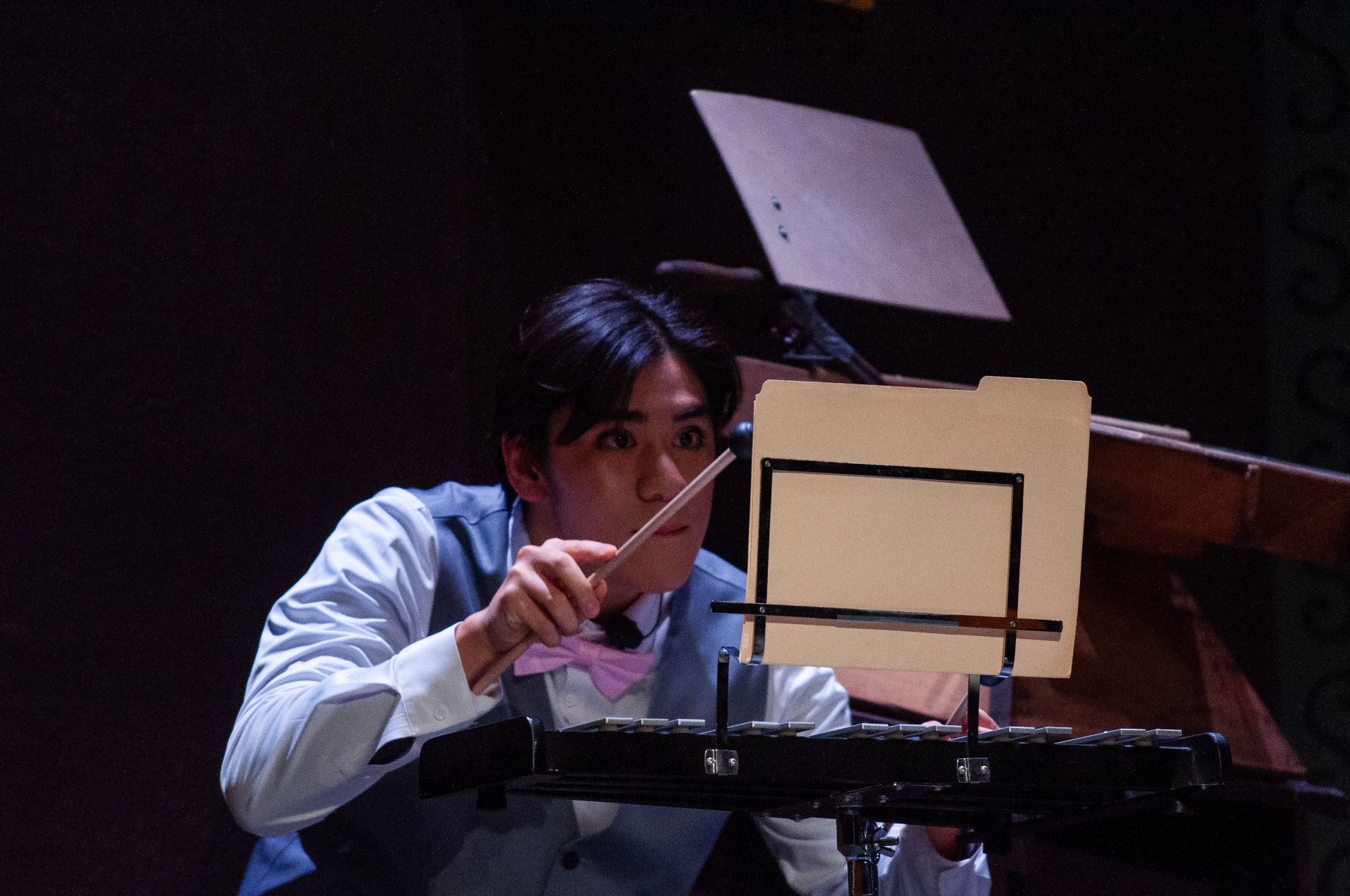 Ed at the xylophone with sheet music
