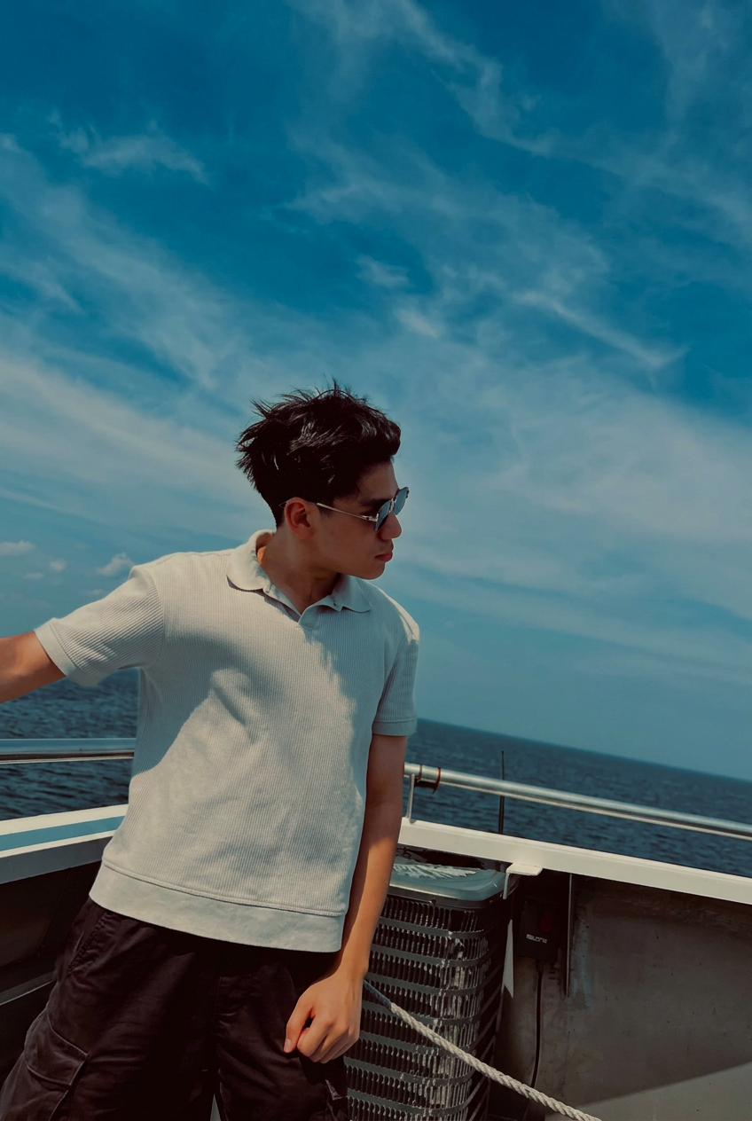 Boat deck — ocean horizon
